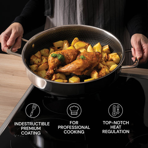 Premium low casserole with lid Rosmarino HexaPro - 28 cm
