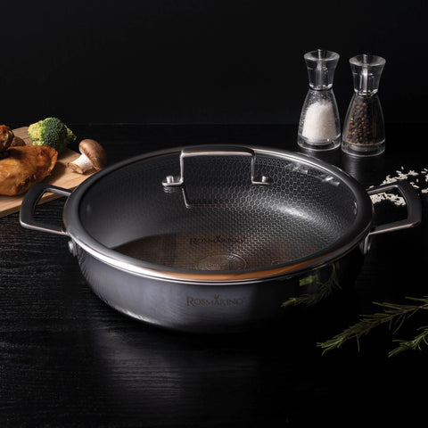 Premium low casserole with lid Rosmarino HexaPro - 28 cm