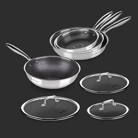 7-piece Rosmarino HexaPro pan set with lids