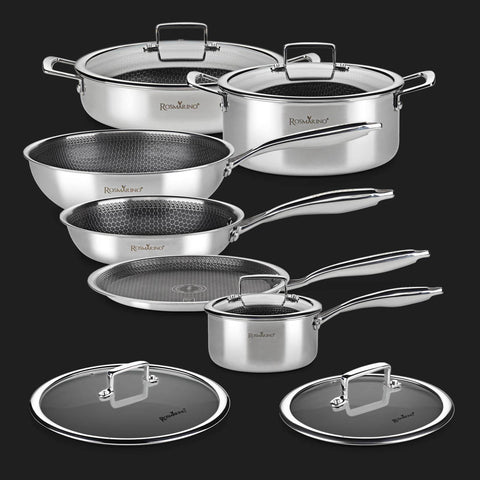 11-piece Rosmarino HexaPro cookware set with lids