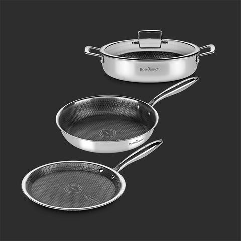 4-piece Rosmarino HexaPRO cookware set