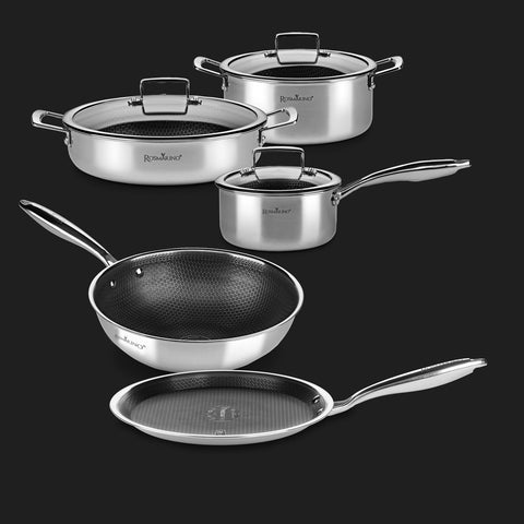 8-piece Rosmarino HexaPRO cookware set with lids
