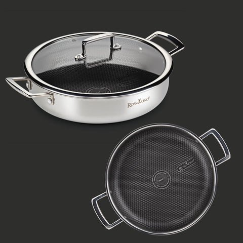 Premium low casserole with lid Rosmarino HexaPro - 28 cm
