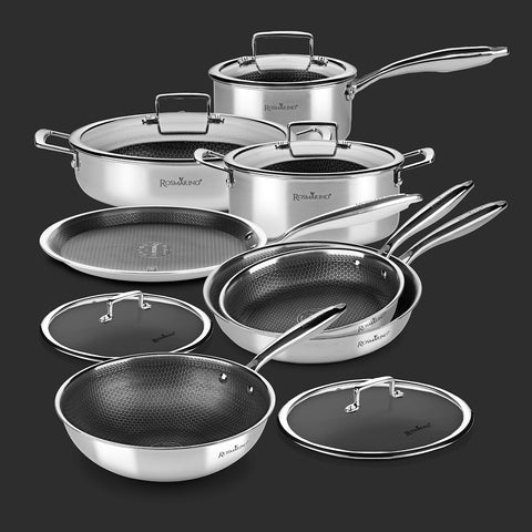 12-piece Rosmarino HexaPRO cookware set with lids