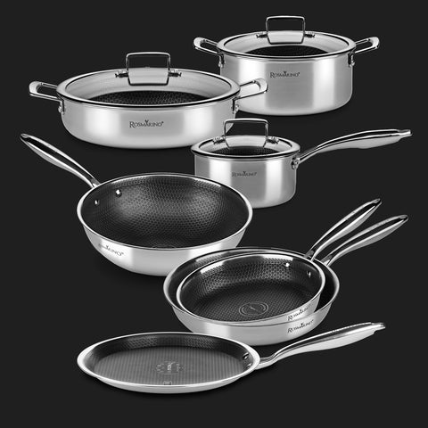 10-piece Rosmarino HexaPRO cookware set with lids