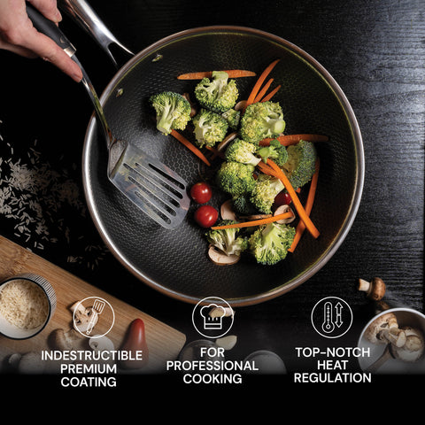 5-piece Rosmarino HexaPRO cookware set with lids