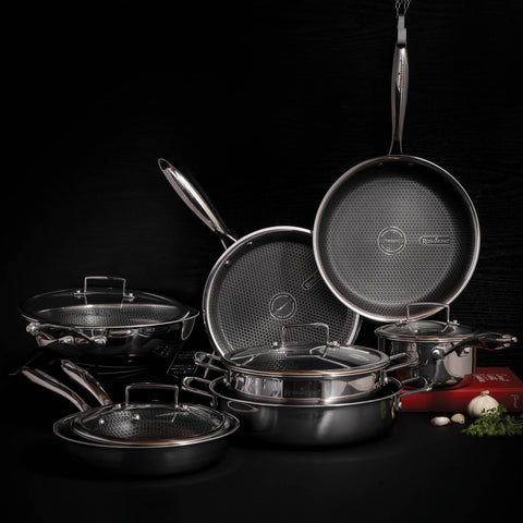 14-piece Rosmarino HexaPRO cookware set with lids